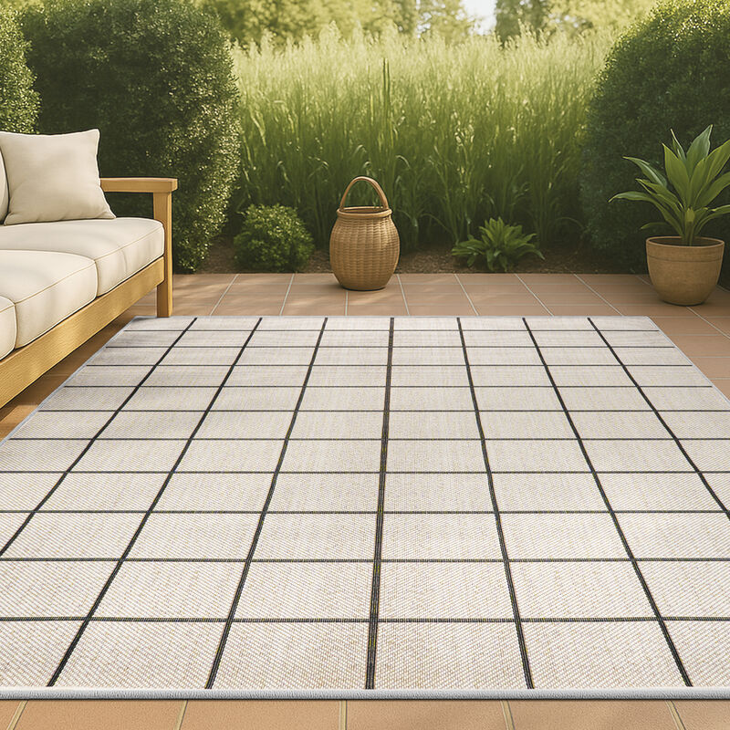Grid Modern Squares Indoor/Outdoor Area Rug