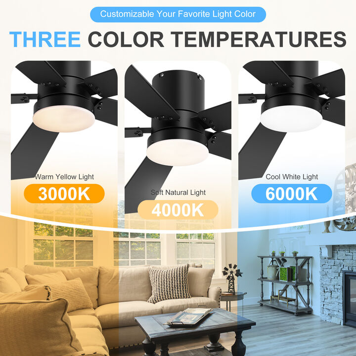 Breezary 2-Pack 42" LED Ceiling Fan with Light, 5 Blade, 6 Speed, Quiet Flush Mount, Remote
