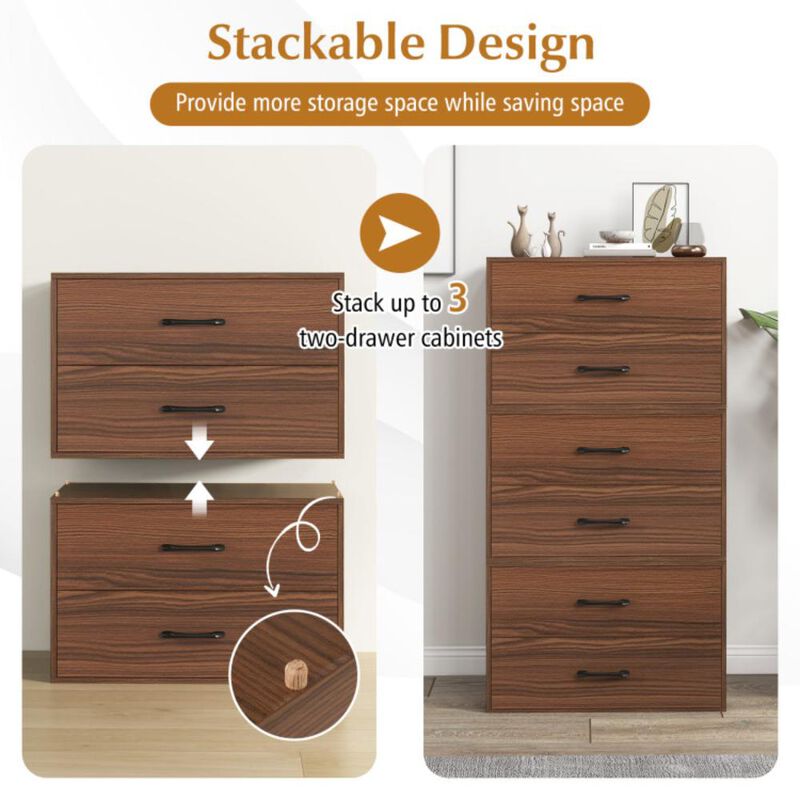 Hivvago 2-Drawer Stackable Horizontal Storage Cabinet Dresser Chest with Handles