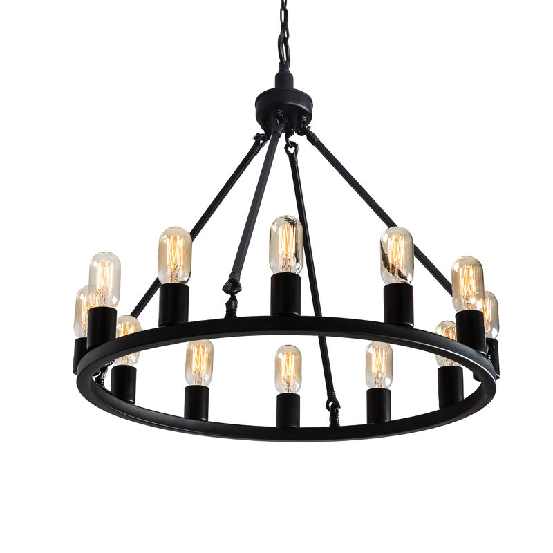 Ester Black 12-light Metal Round Chandelier image number 4