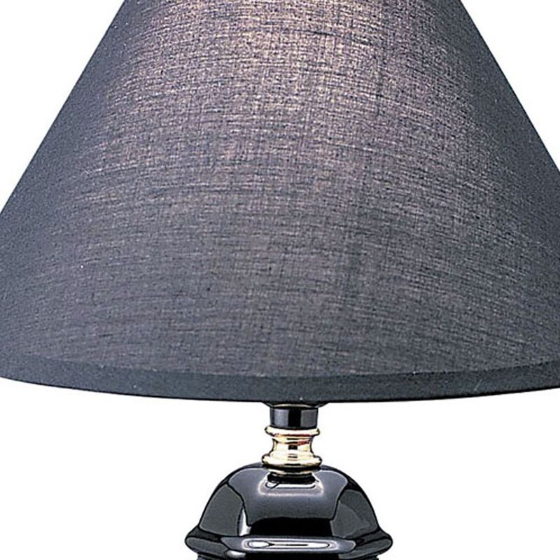 HomeRoots 13" Black Ceramic Bedside Table Lamp With Black Shade image number 3