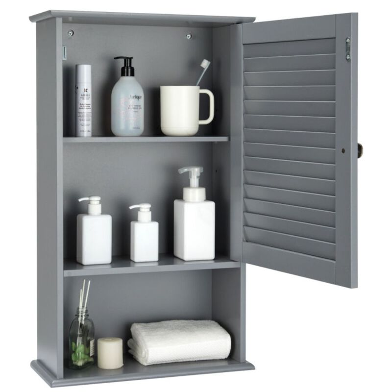 Hivvago Bathroom Wall Mount Storage Cabinet Single Door with Height Adjustable Shelf