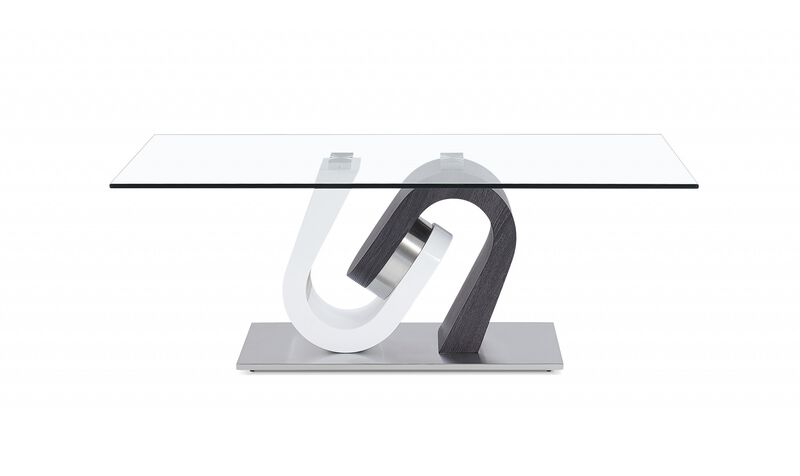 White And Dark Grey Two Tone Ultra Modern Coffee Table With Glass Top
