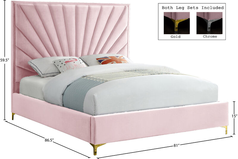 Meridian Furniture Eclipse Pink Velvet King Bed image number 8