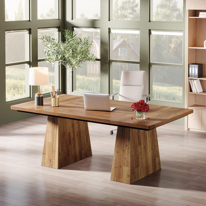 Tribesigns 86" Two Person Desk, Long Computer Desk Conference Table for Home Office, Extra Large Double Workstation Writing Desk for Two, Gaming Desk and Dining Table for Office and Study Room