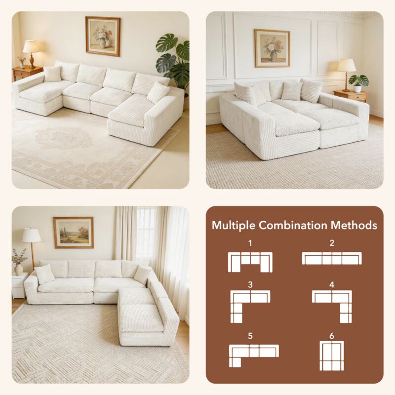Nespfe Modular U-Shaped Compressed Sectional Sofa image number 5