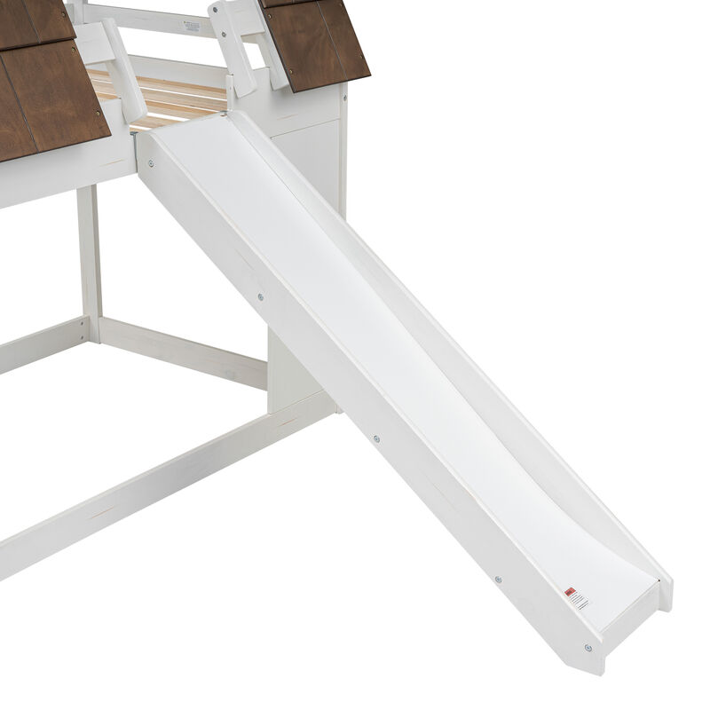 Merax House Bunk Bed with Ladder and Slide