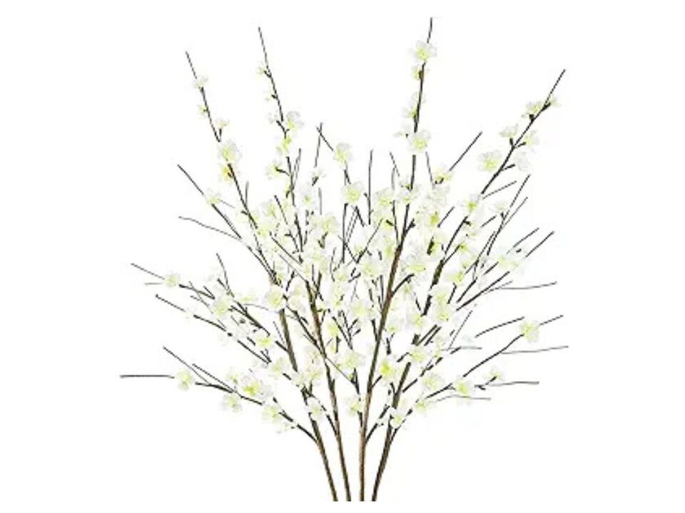 4 Piece White Artificial Greenery Stems Vase Filler Cherry