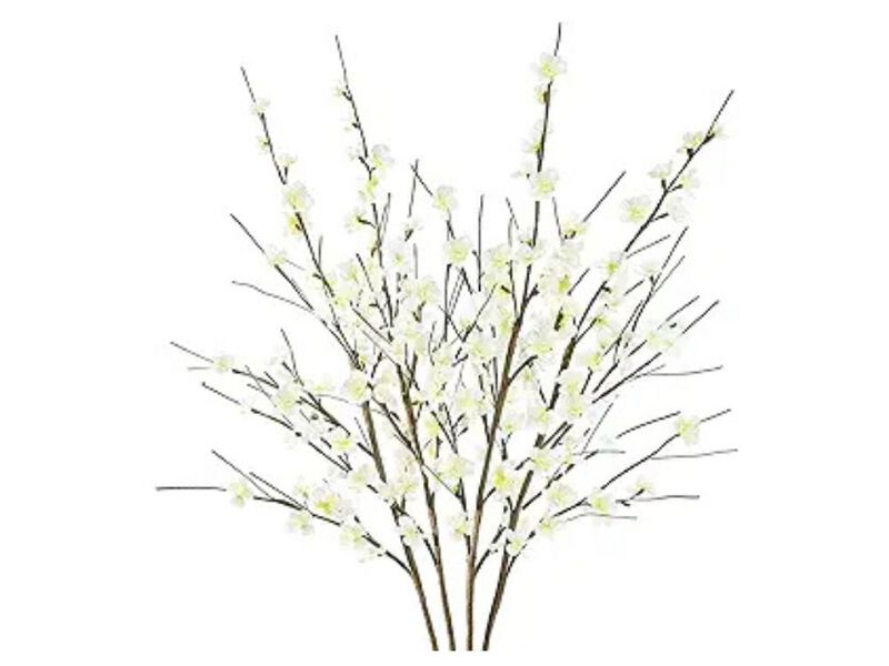 4 Piece White Artificial Greenery Stems Vase Filler Cherry image number 0
