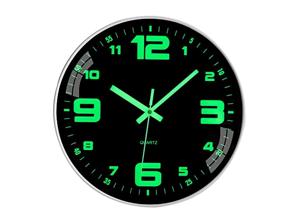 Glow In The Dark Digital Night Light Neon Wall Clock 12 Inch Silent Non Ticking