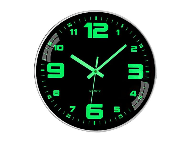 Glow In The Dark Digital Night Light Neon Wall Clock 12 Inch Silent Non Ticking image number 0