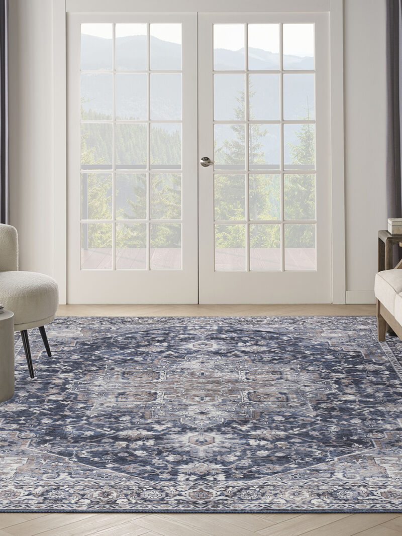 Machine Washable Series 1 SR101 Ivory/Navy 10' x 14' Rug