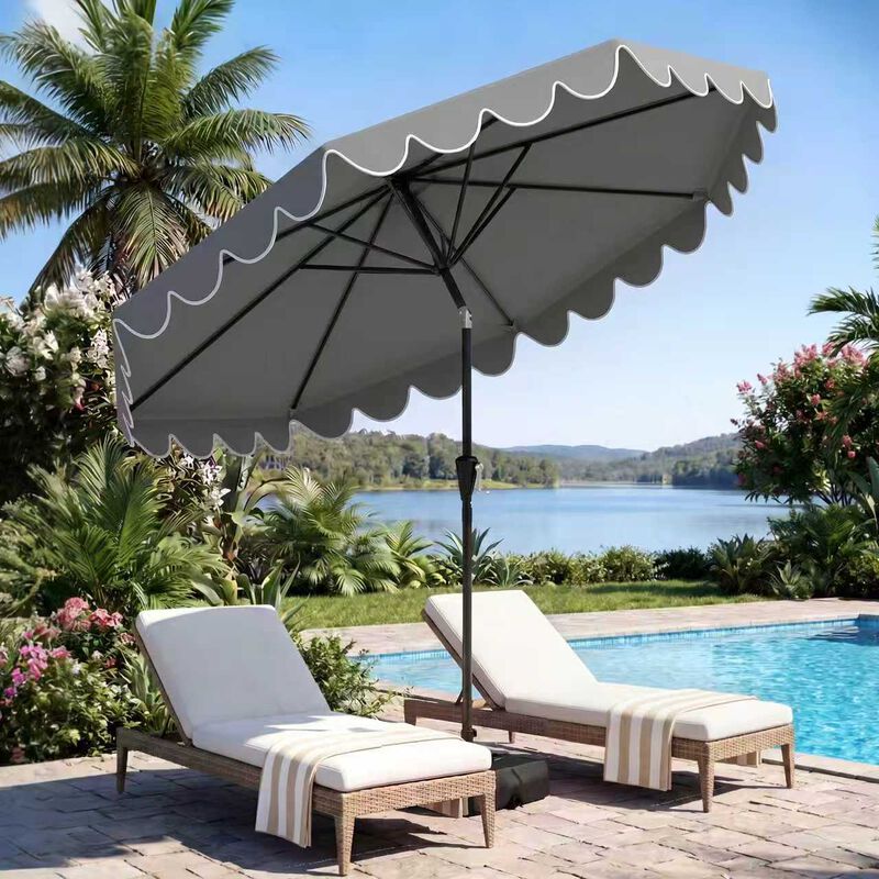 10 Feet Patio Umbrella with Weighted Base and Sandbags image number 1