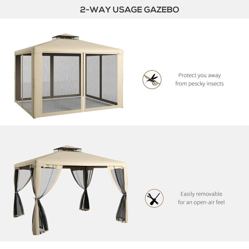 Hivvago 9.6' x 11.6' Garden Gazebo with Double Roof image number 3