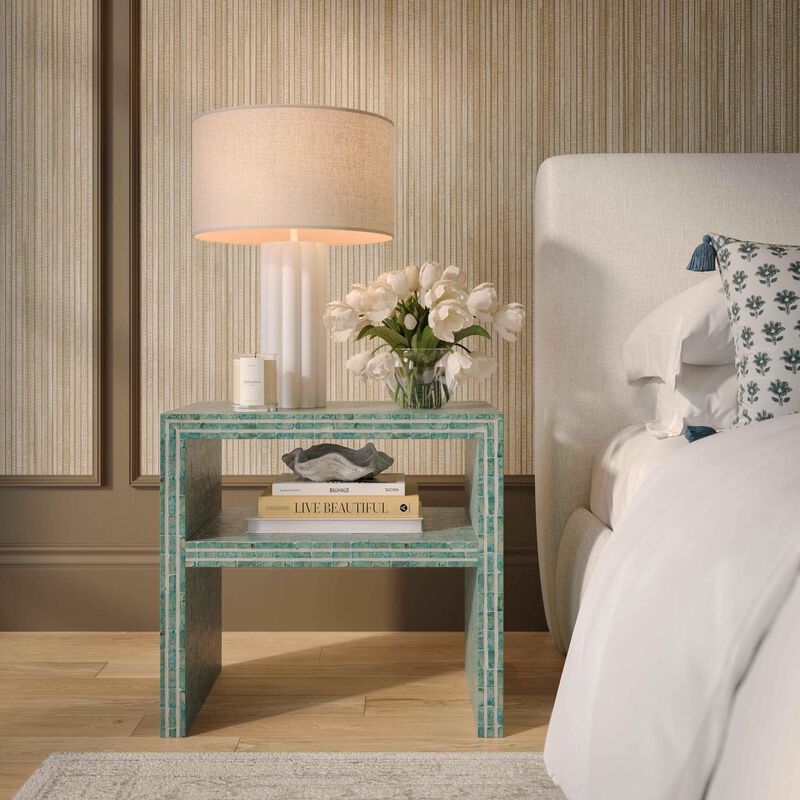 Tov Furniture Derry Blue Capiz Shell Nightstand image number 1