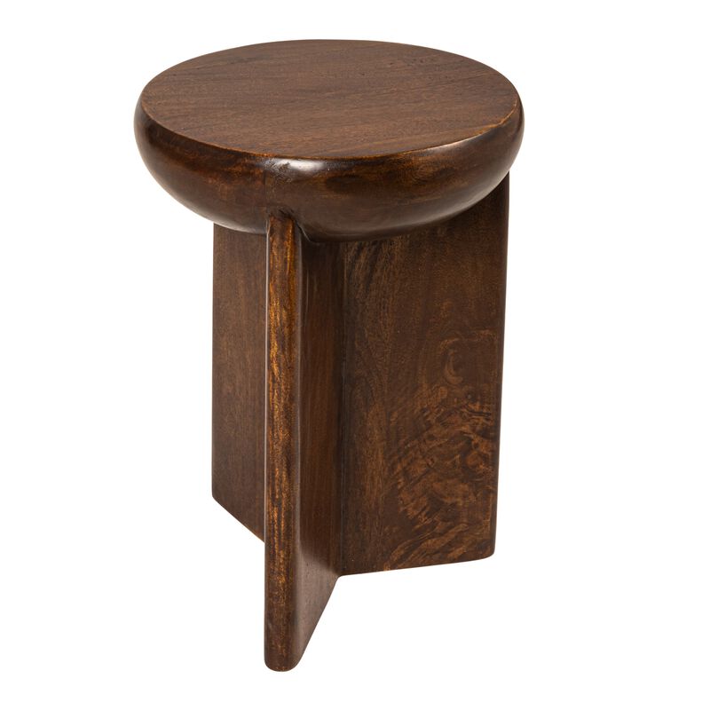 Semi-Sphere Mango Wood Accent Table with Solid Legs, Walnut Finish image number 0
