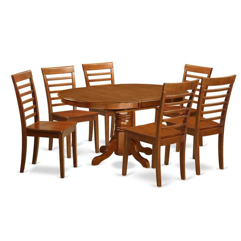 7 PC Dining Set &ndash; Oval Dining Table with Leaf and 6 Dining Chairs