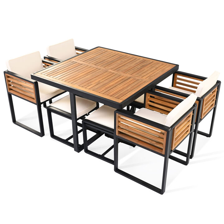 Merax Acacia Wood Patio Dining Set for Backyard, Garden