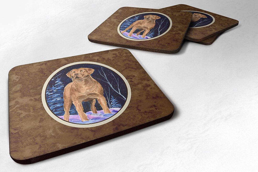 Caroline's Treasures SS8355FC Starry Night Chesapeake Bay Retriever Foam Coasters Set of 4 (Set of 4), 3.5 H x 3.5 W, Multicolor