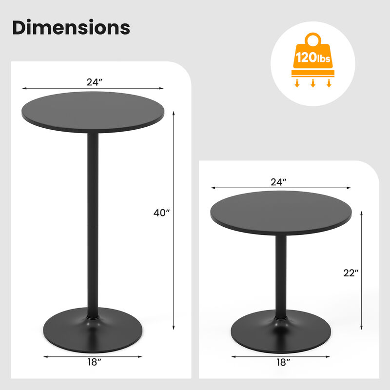 Modern Round Cocktail Table with Metal Base and MDF Top – Stylish Coffee Table for Living Room-Set of 2