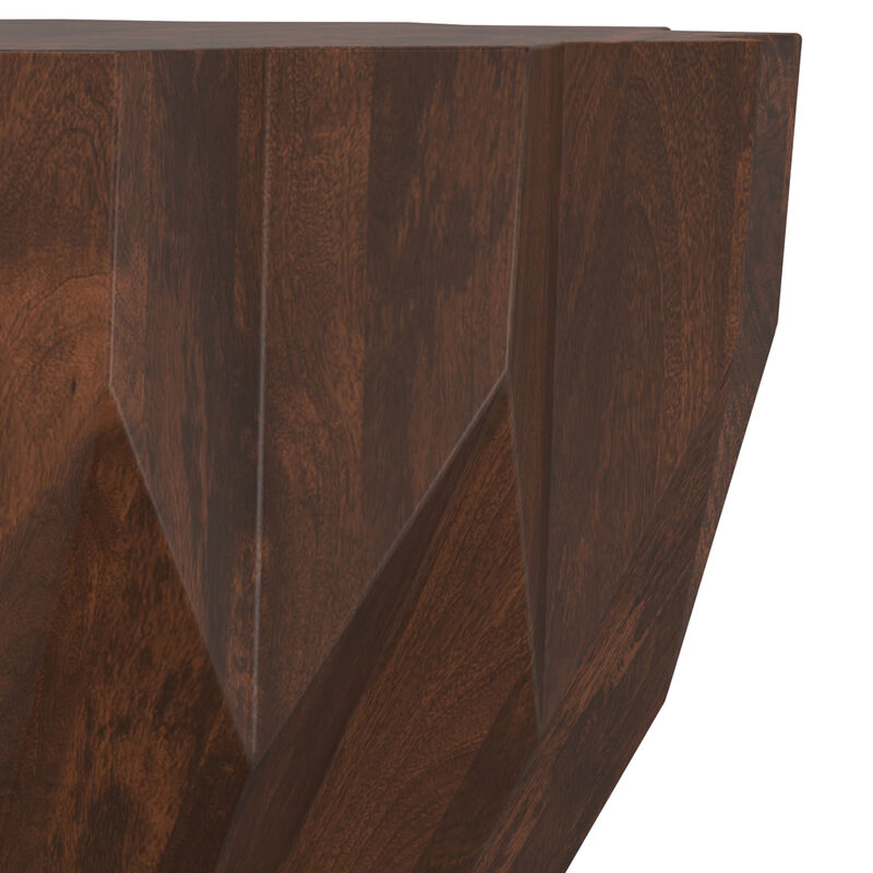 Turnbull SOLID MANGO WOOD 34 inch Wide Polygon Contemporary Coffee Table in Walnut, Fully Assembled