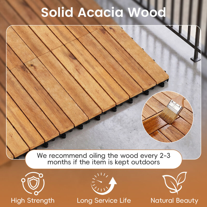 54 Piece Interlocking Wood Deck Tiles for Outdoor Patio Balcony and Garden-Natural image number 6