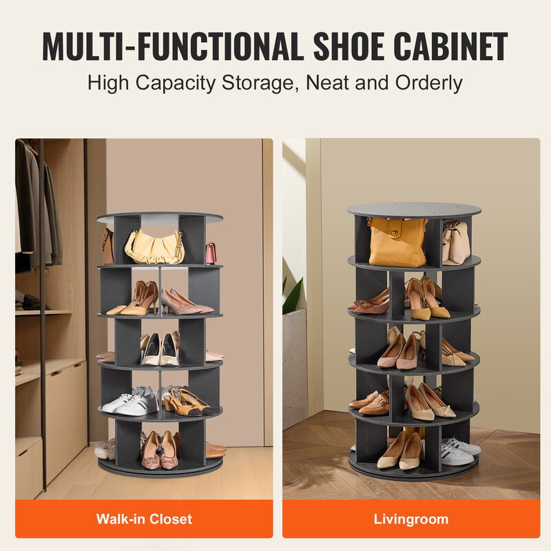 5-Tier Rotating Shoe Rack Tower with 360&deg; Spin for Entryway, Bedroom, or Closet image number 3