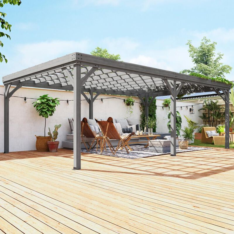 Hivvago 12x20 Outdoor Pergola Kit with Ground Anchors for Patio image number 1
