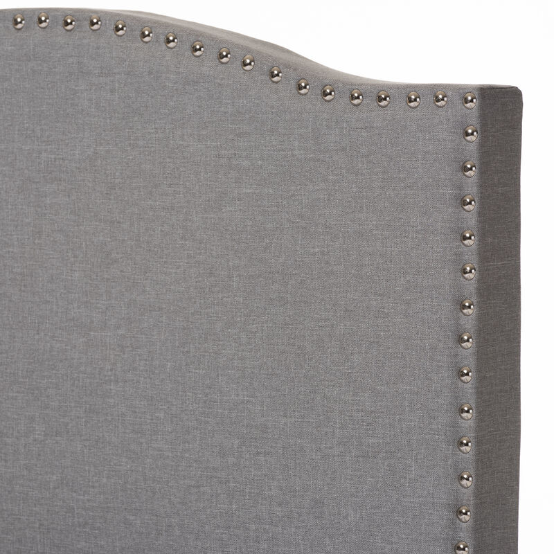 Baxton Studio Benjamin Modern Grey Fabric Upholstered Twin Size Arched Bed with Nail Heads