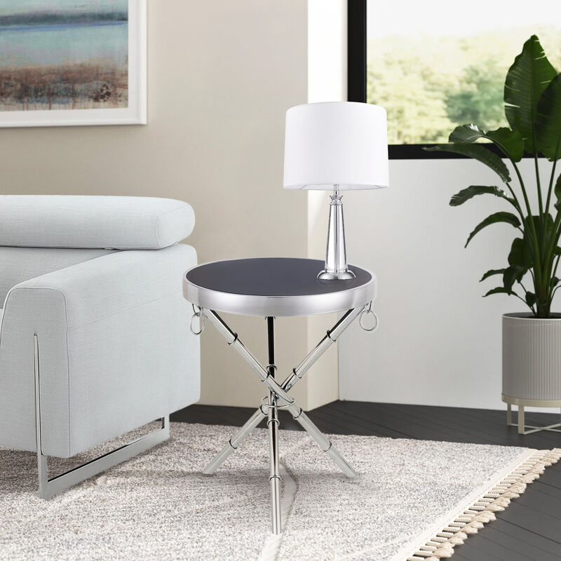Pasargad Home Eloise Tempered Glass Ringed Side Table image number 1