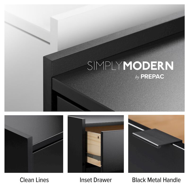 Prepac Simply Modern Black 6 Drawer 52.5 W Dresser
