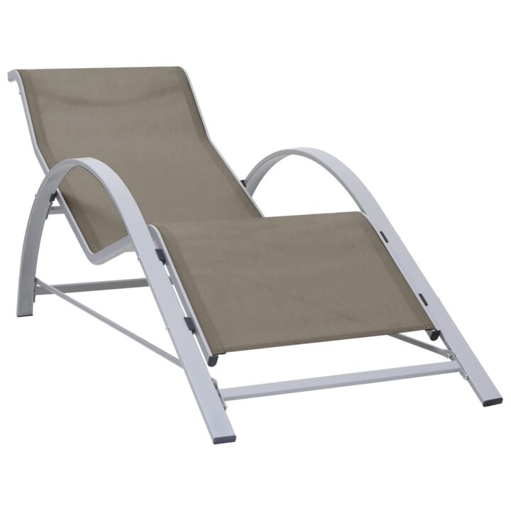 vidaXL Patio Sunlounger with Powder-Coated Aluminum Frame and Weather-Resistant Textilene, Comfortable and Durable, Taupe