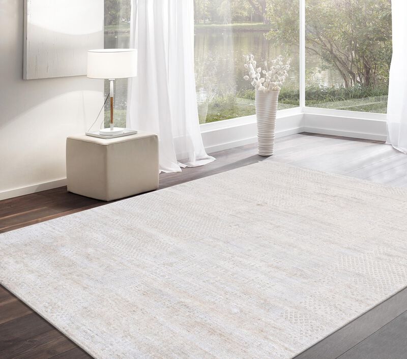 Pasargad Home Amari Hand-Loomed Bsilk & Wool Beige Area Rug- 5' 4" X 7' 8" image number 5