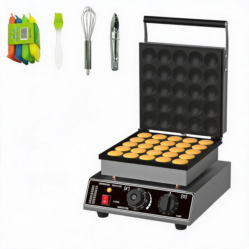 1750W Stainless Steel Poffertjes Maker, Nonstick Pancake Machine with Time&Temp Control-Even Heating image number 0