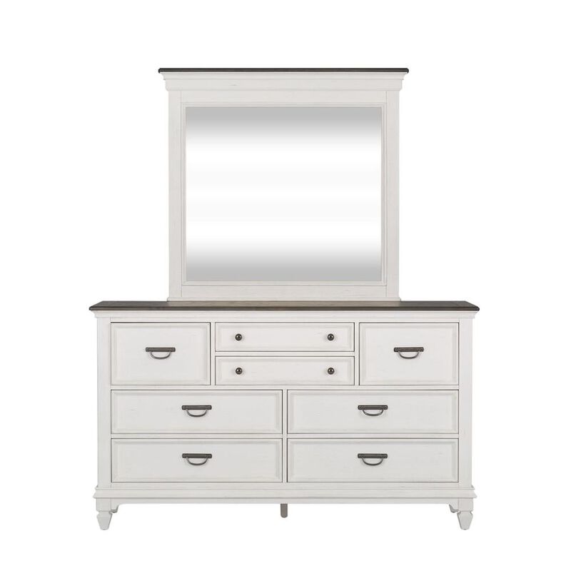 Liberty Furniture Allyson Park Dresser & Mirror in Wirebrushed White w/ Charcoal Top image number 0
