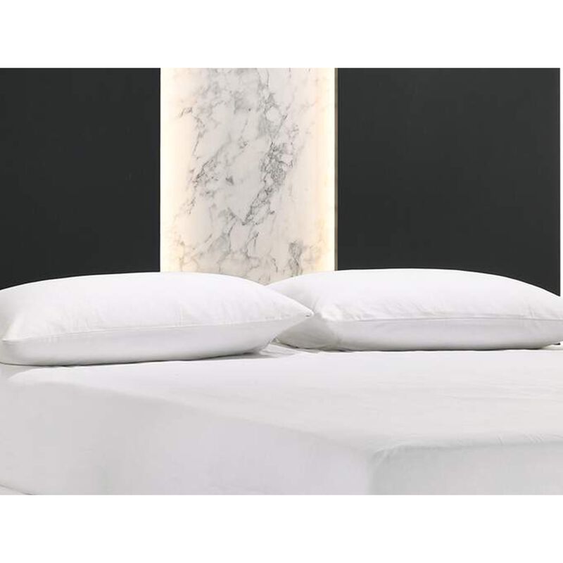 Amey King Panel Bed, Built In Light, White Marble Trim, Black Wood