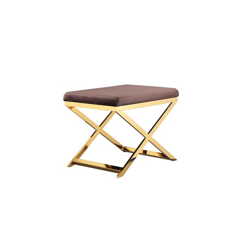 Pangea Home Gold Lexi Stool Velvet Chocolate