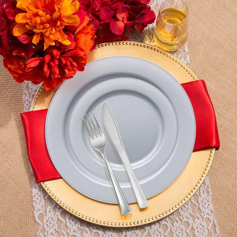 Matte Steel Gray Round Plastic Wedding Value Set (30 Sets) image number 1