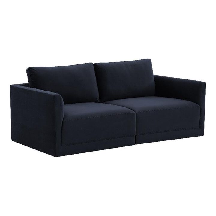Willow 74" Navy Performance Velvet Modular Loveseat - TOV Furniture
