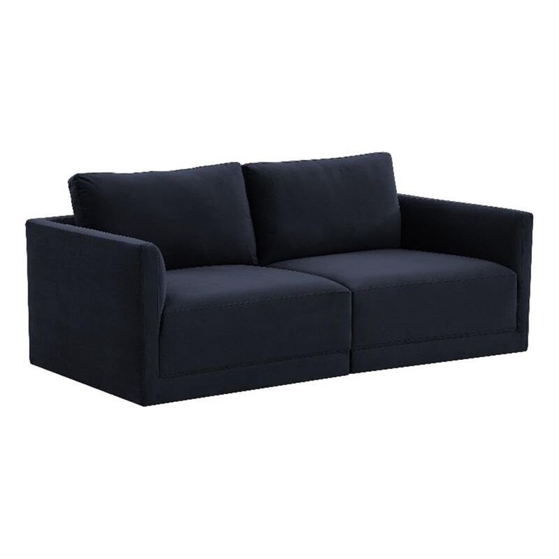 Willow 74" Navy Performance Velvet Modular Loveseat - TOV Furniture image number 0