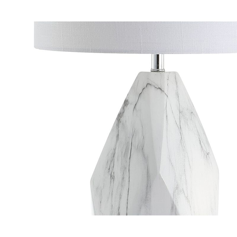 Oslo 25.5" Ceramic Marble/Crystal LED Table Lamp, White image number 6