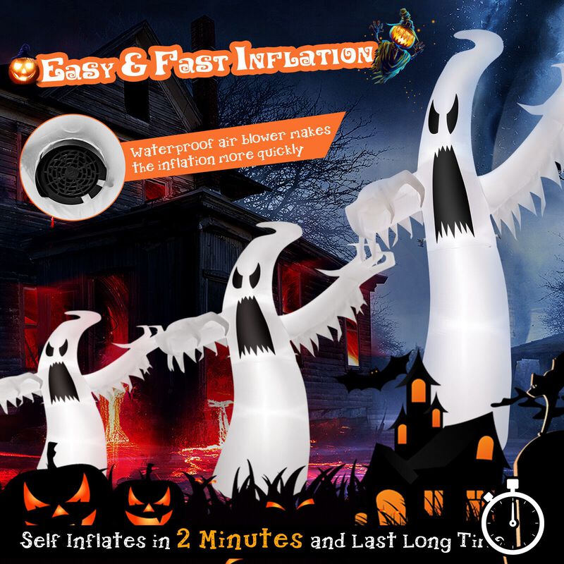 12 Feet Halloween Inflatable Ghost with LED Lights image number 6