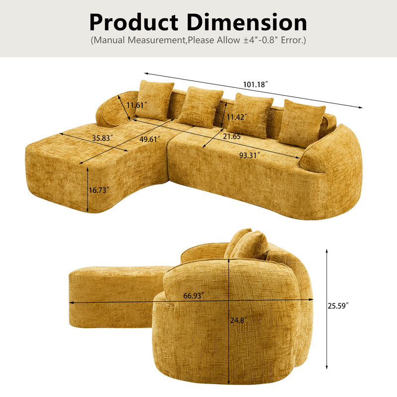 TATEUS L-shaped high-elastic sponge compressed sofa