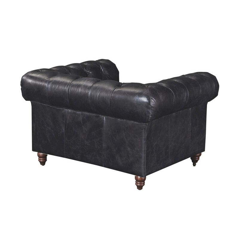 Crafters and Weavers Century Chesterfield Arm Chair - Slate Leather