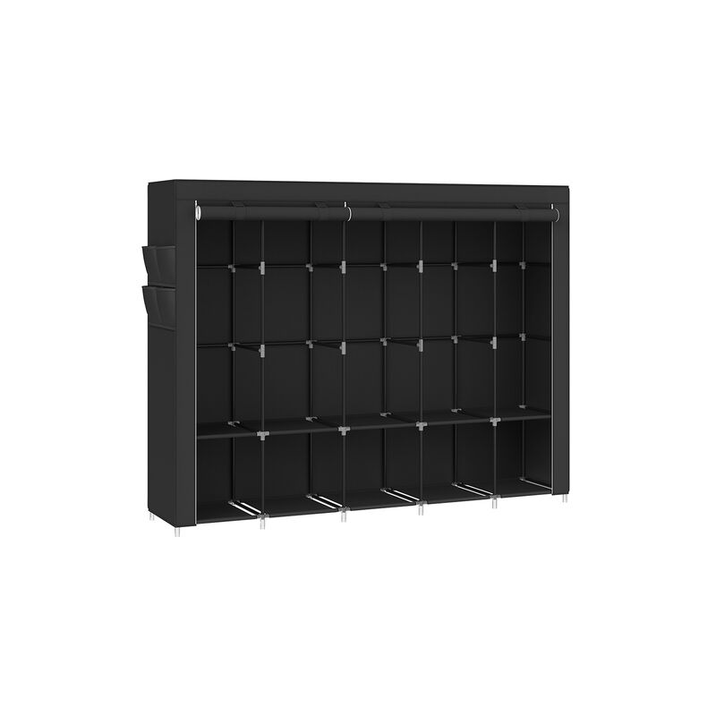 Wardrobe Closet with Non-Woven Cover – Storage Organizer with Rods and Compartments