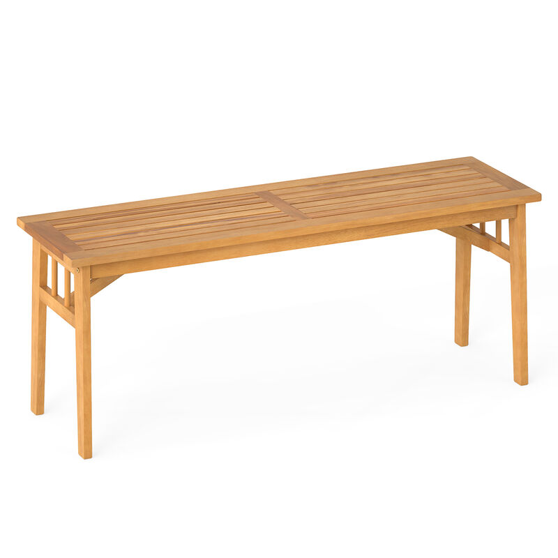 48" Acacia Wood Bench with Slatted Seat and Triangular Support Structure &ndash; 1 Piece image number 0