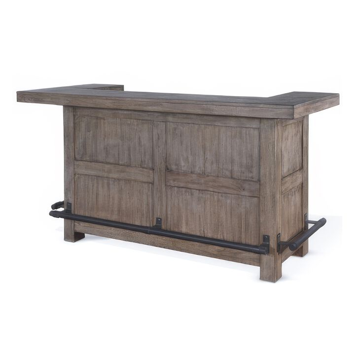 Yael Bar Cabinet Table, Shelves, Pull Out Tray, 80 Inch, Taupe Brown