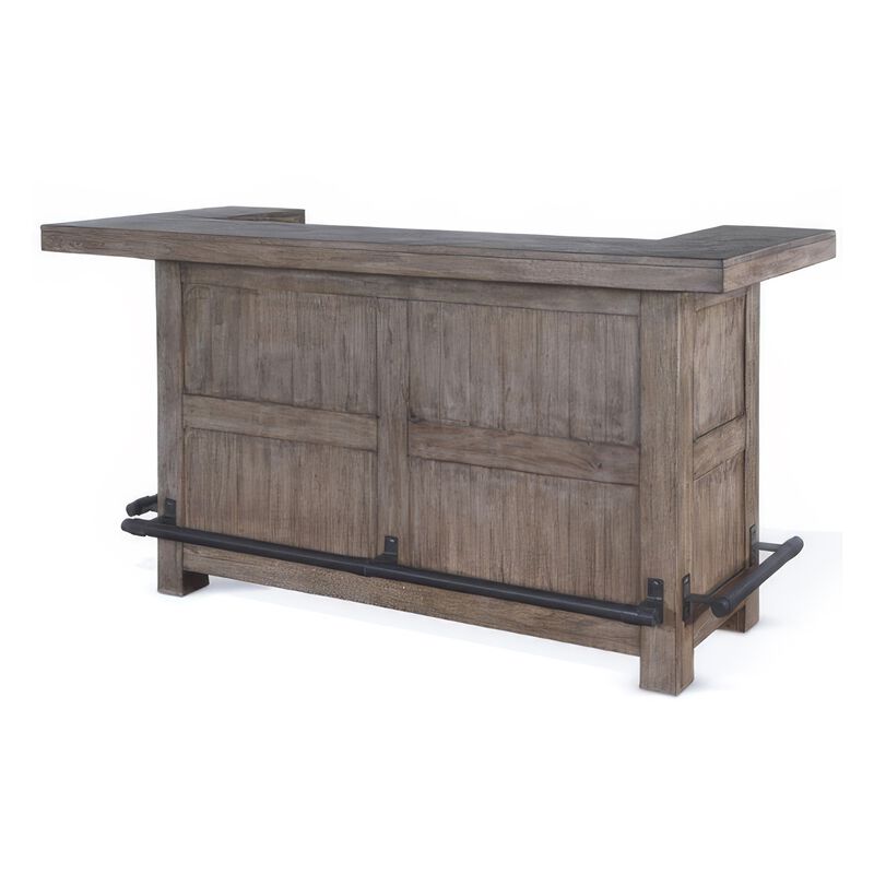 Yael Bar Cabinet Table, Shelves, Pull Out Tray, 80 Inch, Taupe Brown