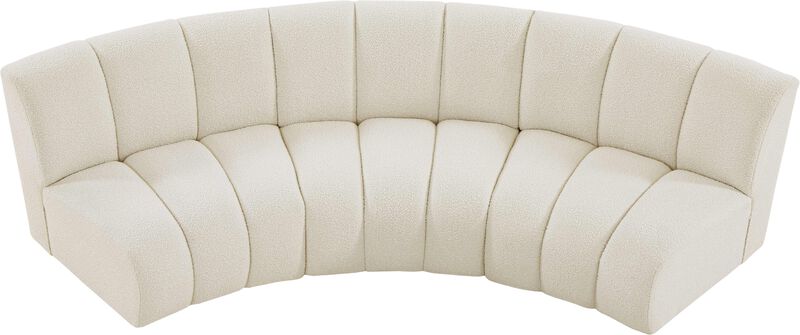 Meridian Furniture Infinity Cream Boucle Fabric 3pc. Modular Sectional image number 4
