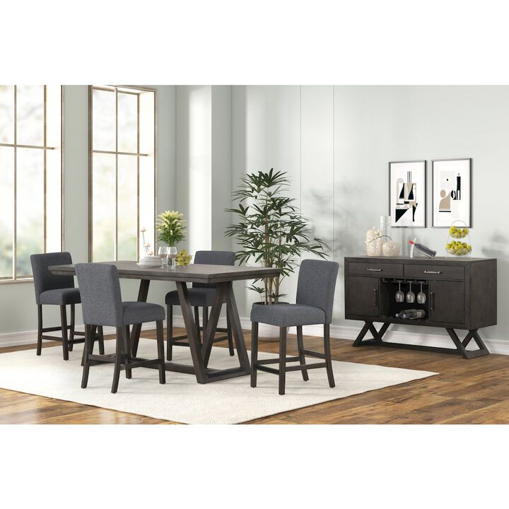 New Classic Furniture High Line 5-Piece Wood Rectangular Counter Table Set, Gray
